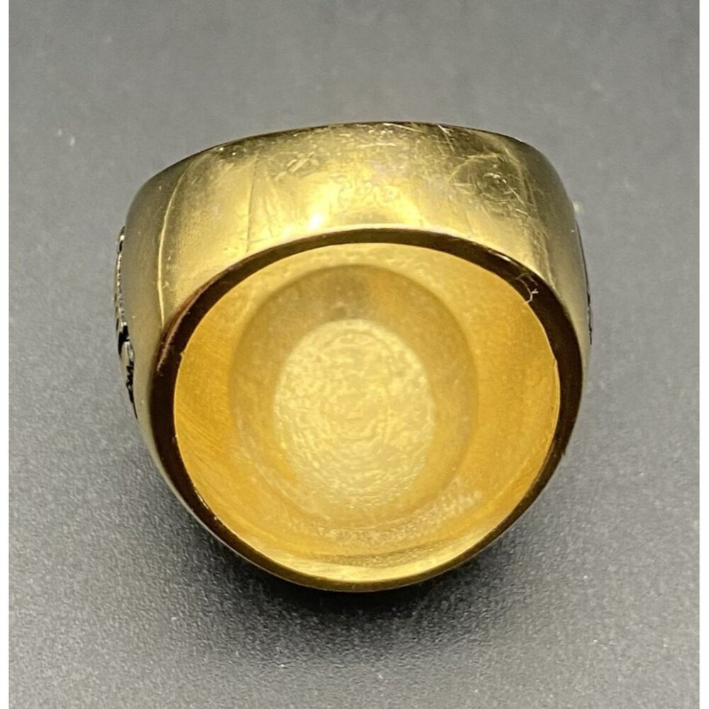 US Veteran Gold Tone Signet Ring Size 8 Military Tribute Unisex All Branches - Picture 6 of 12